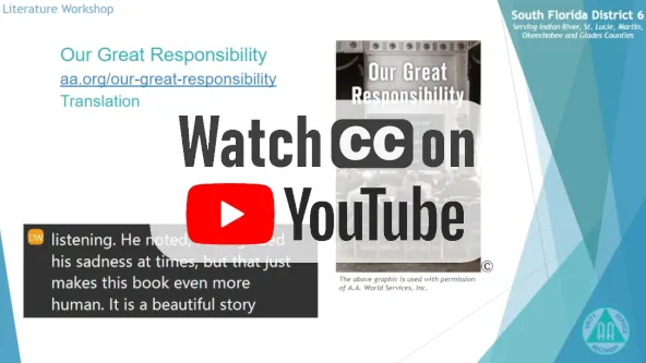 Our Great Responsibility by Donna W. link to YouTube video
