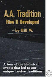 A.A. Tradition—How It Developed pamphlet cover with a hyperlink to the pamphlet page at aa.org