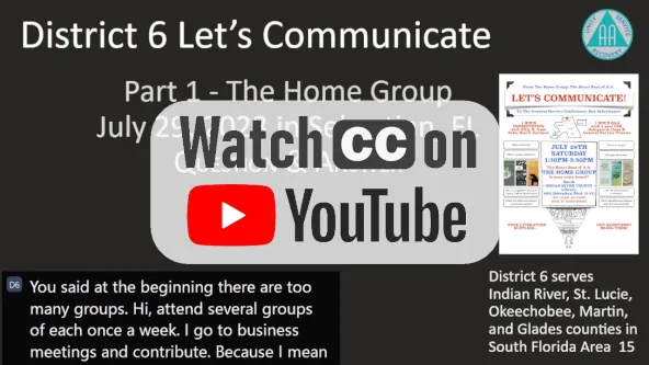 Let's Commuinicate Presentation by Billy N. Part 1, The Home Group question and answer link to YouTube video