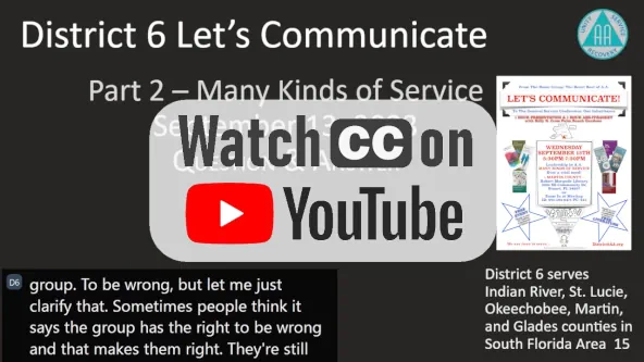 Let's Commuinicate Presentation by Billy N. Part 2, Many Kinds of Service question and answer link to YouTube video