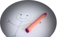 Stick man holding a crayon