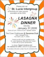 St Lucie Intergroup Lasagna Dinner